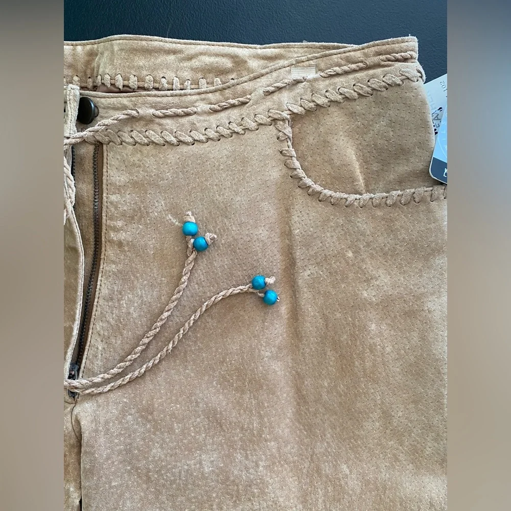 Womens Native American Wilson Leather Suede Fringe Vest Tan Outfit XL 14 - Picture 11 of 16